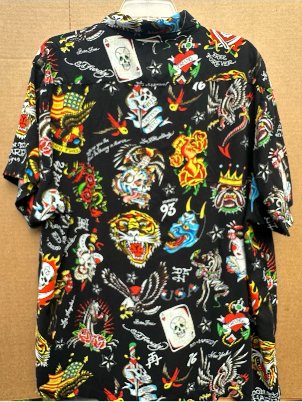 Ed Hardy Black Flashboard Camp Shirt Size XL - Picture 2 of 9